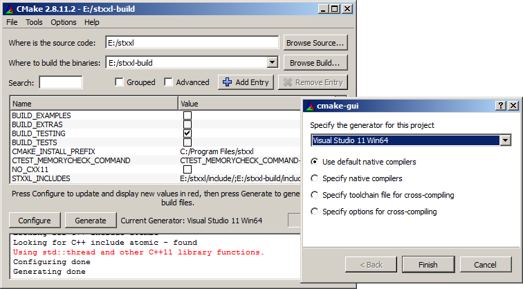 STXXL: Compiling and Installing STXXL with Visual Studio 2012 and newer  (without Boost)